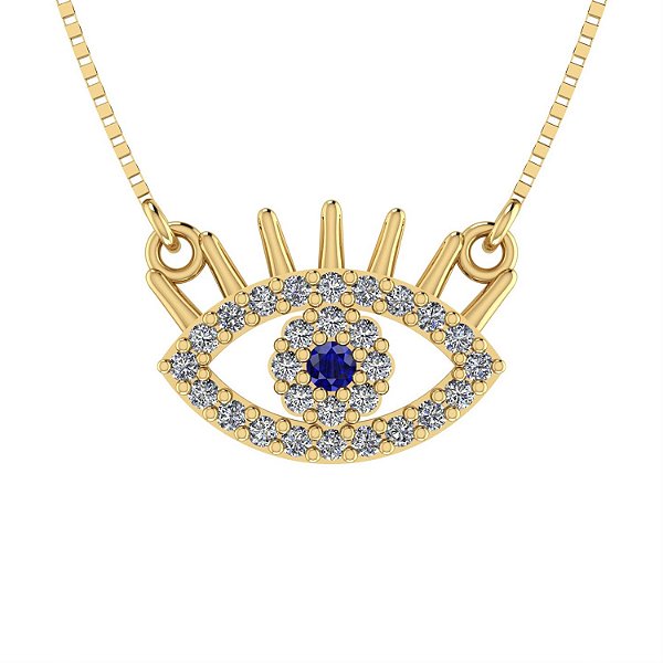 Gargantilha Olho Grego - com zircônias Ouro 18k