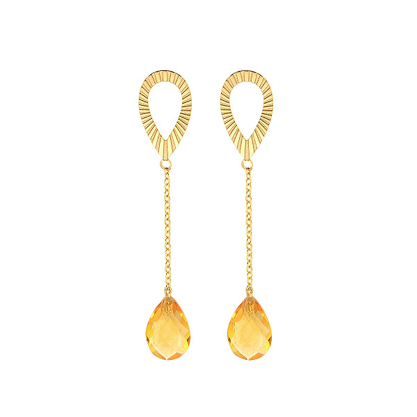 Brinco Amálie Citrino natural ouro 18k