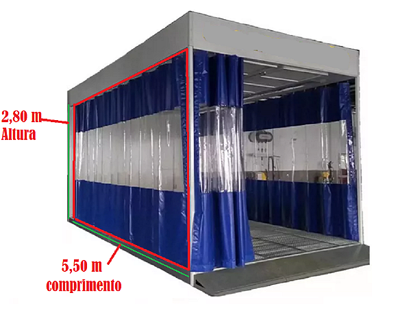 1 Cortina Cabine Pintura Lonas Transparente Ilhos 2,80 X 5,50