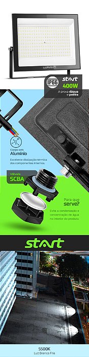 kit 10 Refletor LED SUPERLED 400W 5500K BIVOLT IP-66