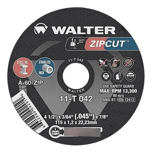 DISCO DE CORTE ZIPCUT 4.1/2 X 3/64 X 7/8 NOVA GERACAO (11T042.4) WALTER
