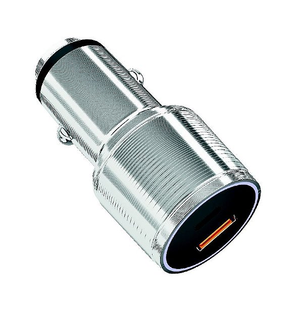 Carregador Veicular USB / USB-C - Prata