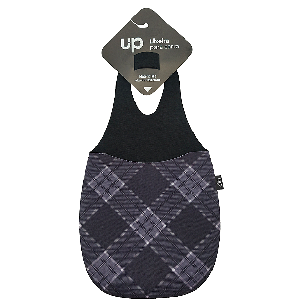 Lixeira para Carro Neoprene Xadrez Cinza UP Electronics