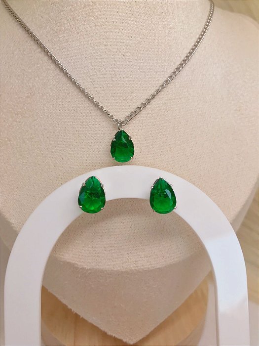 Conjunto colar e brincos gota