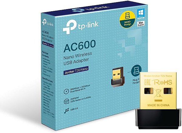 Adaptador USB TP-LINK Wireless AC600 Archer T2U Nano