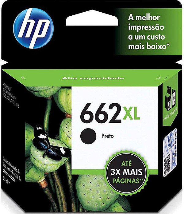 Cartucho HP 662XL Preto Original (CZ105AB) Para HP DeskJet 2516, 3516, 3546, 2546, 1516, 4646, 2646