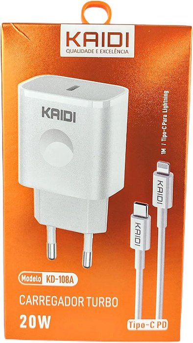 CARREGADOR USB KAIDI/A'GOLD COM FIO PARA TIPO C