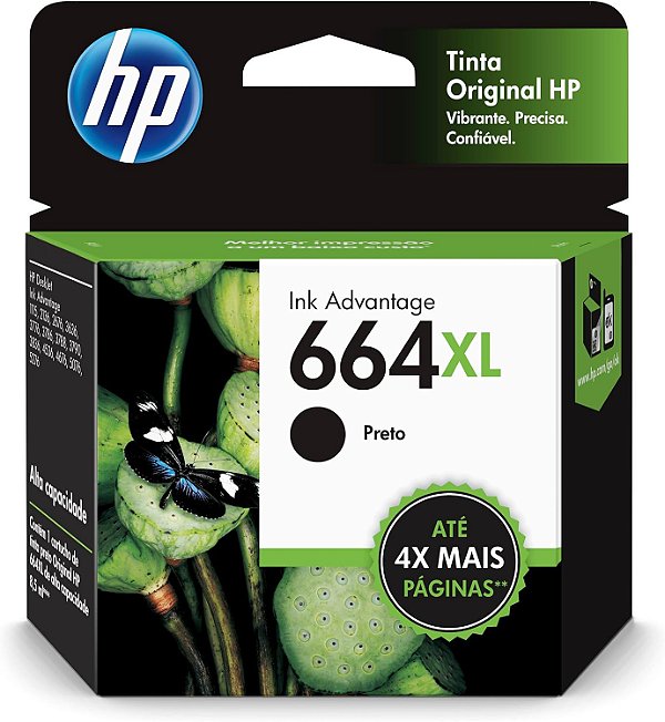 C.I. HP 664XL - F6V31AB PRETO P/ DESKJET INK ADVANTAGE 1115/2136/3836. Cest: 2101800