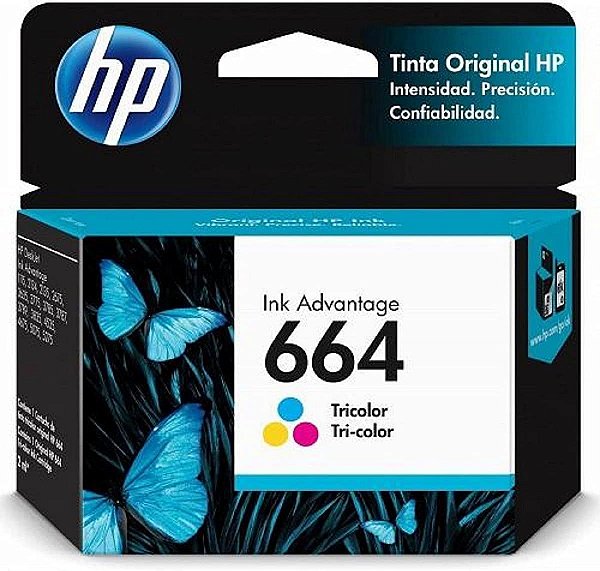Cartucho HP 664 Colorido Original (F6V28AB) Para HP Deskjet