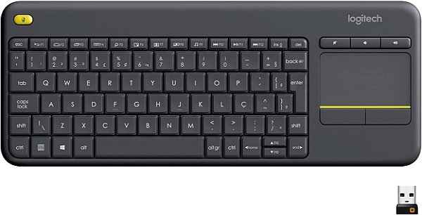 Logitech K400 Plus TV - Teclado sem fio com Touchpad Integrado, Conexão USB Unifying e Layout ABNT2, 139,9 x 354,3 x 23,