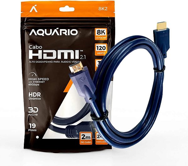 CABO HDMI 2.1 8K 3D 19 PINOS - 2 METROS ELG/AQUARIO