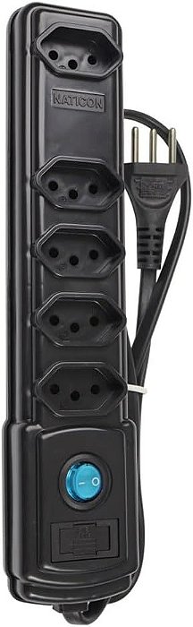 Filtro de Linha c/Fusível 5 Tomadas Preto Bright ou Similar