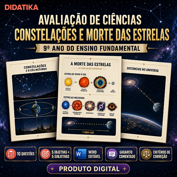 AVALIAÇÃO DE CIÊNCIAS – CONSTELAÇÕES E MORTE DAS ESTRELAS – 9º ANO