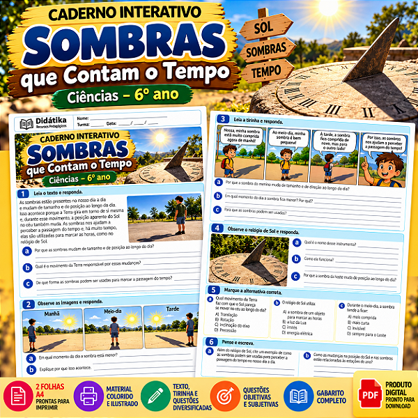Caderno Interativo – Sombras que Contam o Tempo | Ciências