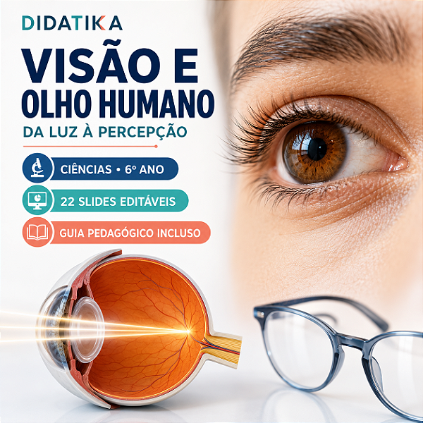 VISÃO E OLHO HUMANO – DA LUZ À PERCEPÇÃO – CIÊNCIAS – 6º ANO 22 SLIDES COLORIDOS E EDITÁVEIS + GUIA PEDAGÓGICO