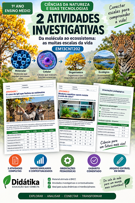 2 Atividades Investigativas – Da Molécula ao Ecossistema: as Muitas Escalas da Vida | EM13CNT202