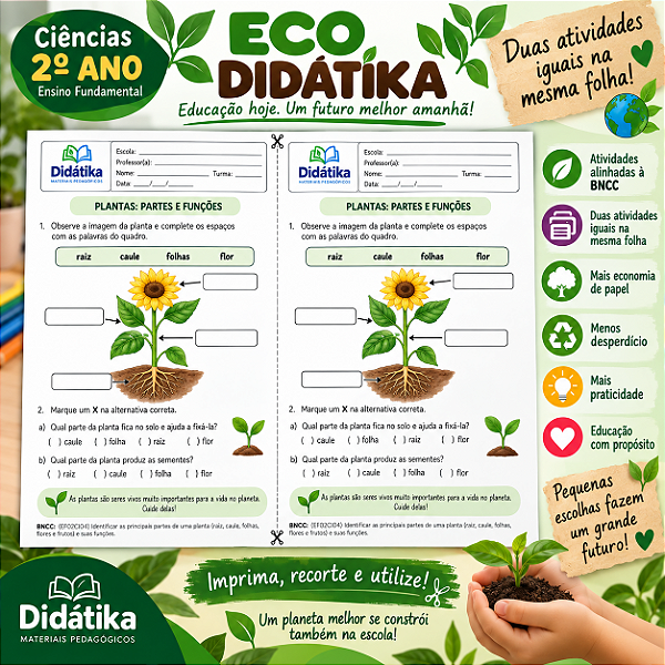 PACOTE ECO DIDÁTIKA – 2ATIVIDADES IGUAIS POR FOLHA | 2º ANO DO ENSINO FUNDAMENTAL