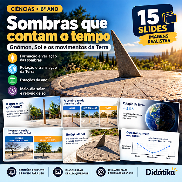 Sombras que Contam o Tempo – Slides de Ciências | 6º Ano