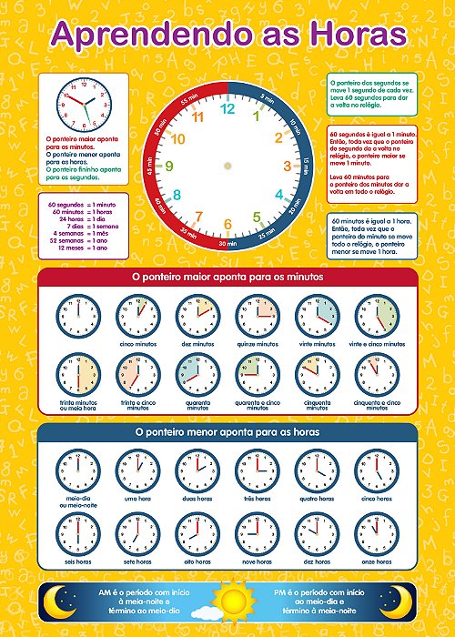 Banner Aprendendo as Horas | Educação Infantil Escolar