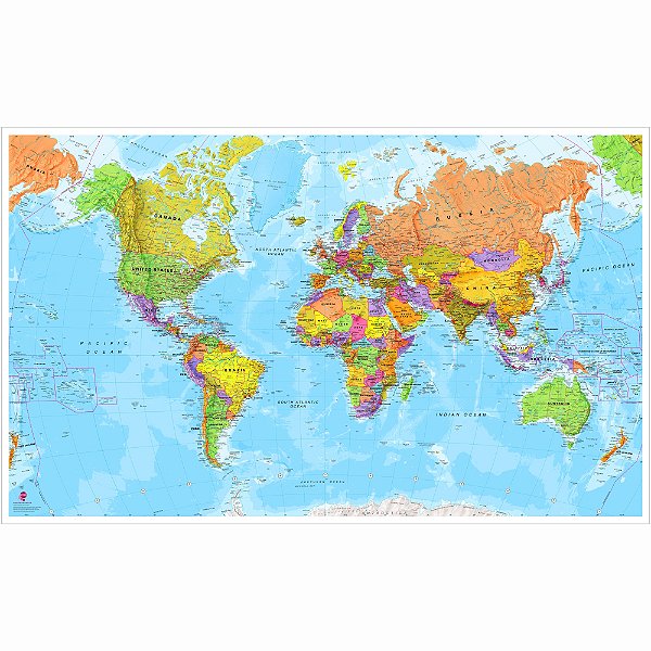 Adesivo Fosco Mapa Mundi Para Parede Decoração Ambiente - Inglês