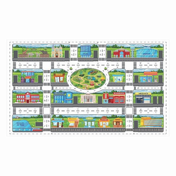 Pista Carrinho Grande Mapa Cidade Completa - Ruas Branca