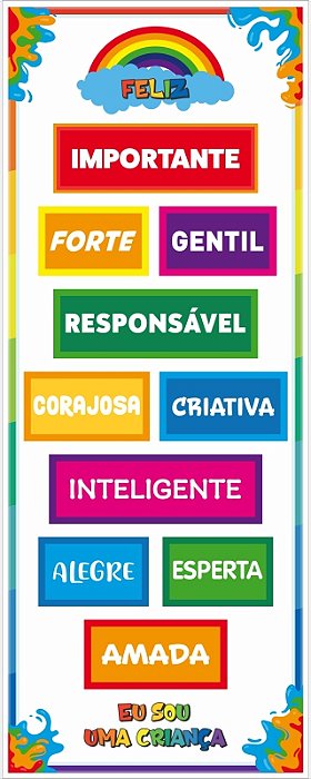 Tapete Amarelinha Infantil Educativo Adjetivos - Sou uma Criança Feliz