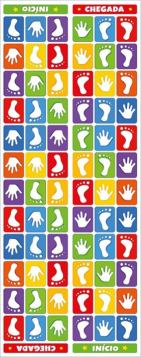 Tapete Amarelinha Infantil Grande Mãos e Pés em Dupla