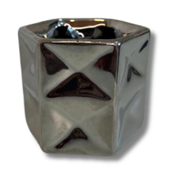 Mini Vaso PRATA - Cerâmica 7x7x7cm