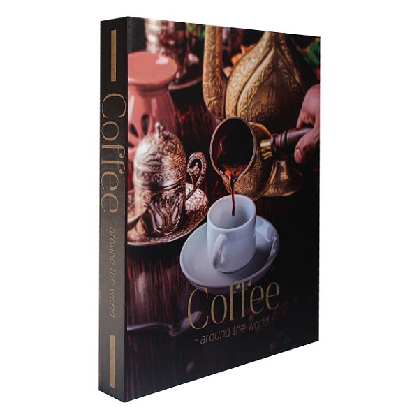 Livro Caixa COFFEE - Madeira 30x23x4cm