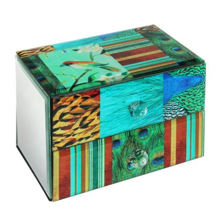 Caixa VIDRO COM 2 GAVETAS - Vidro 19x13x13cm