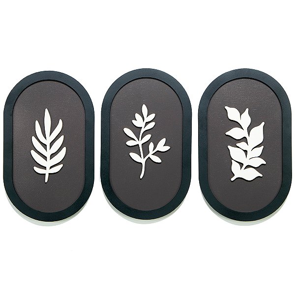 Trio de placas floral oval