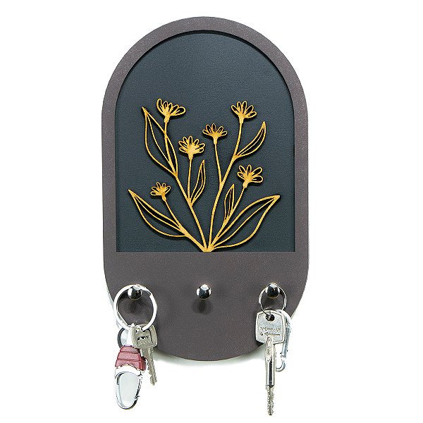 Porta chaves floral oval
