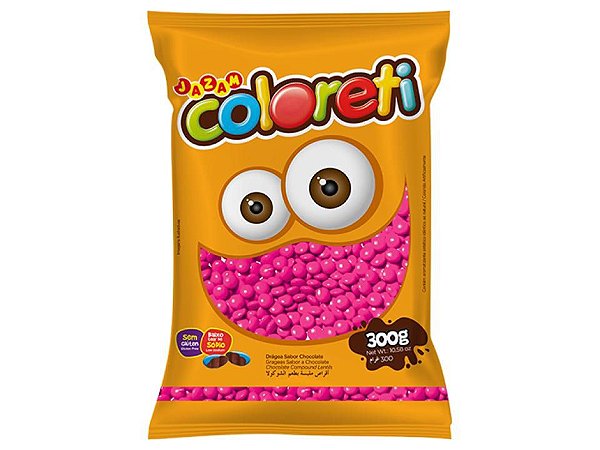 Pastilhas Chocolate Coloreti Mini Rosa Pacote 300g
