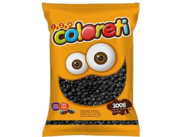 Pastilhas Chocolate Coloreti Mini Preto Pacote 300g