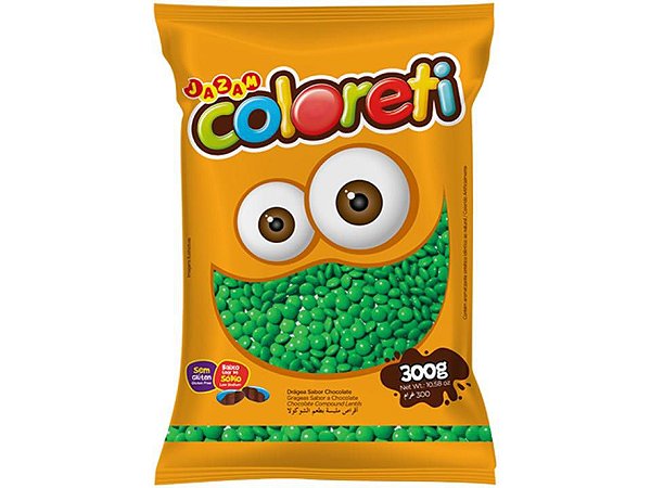 Pastilhas Chocolate Coloreti Mini Verde Pacote 300g