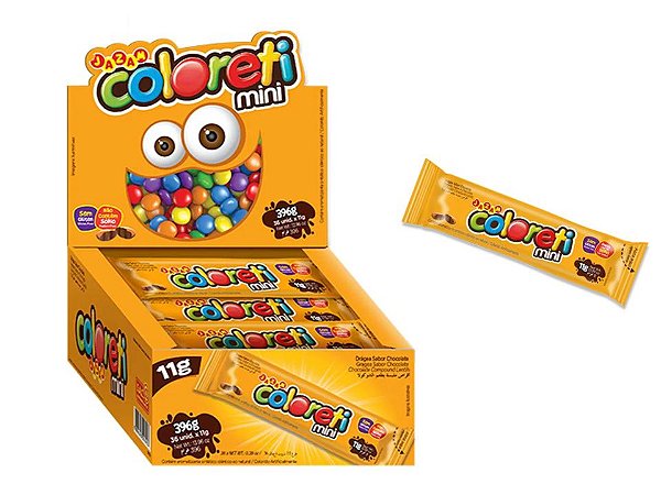 Pastilhas Chocolate Coloreti Colorido 11g C/ 36Un - 396g