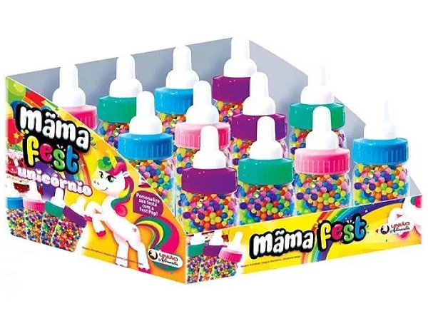 Mini Mamadeira Confeito Colorido Unicórnio Lembrancinha C/ 12u