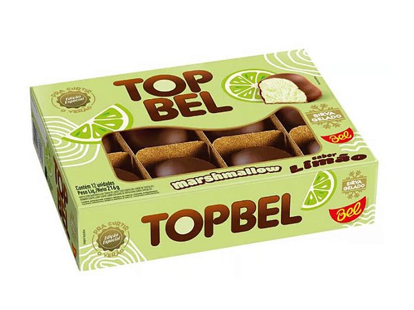 Topbel Limão Marshmallow Coberto Chocolate C/ 12u 216g
