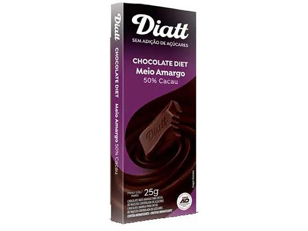 Chocolate Diet Meio Amargo 50% Cacau Diatt 25g