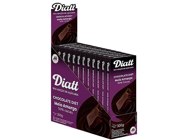 Chocolate Diet Meio Amargo 50% Cacau Diatt 25g C/ 12 Unid