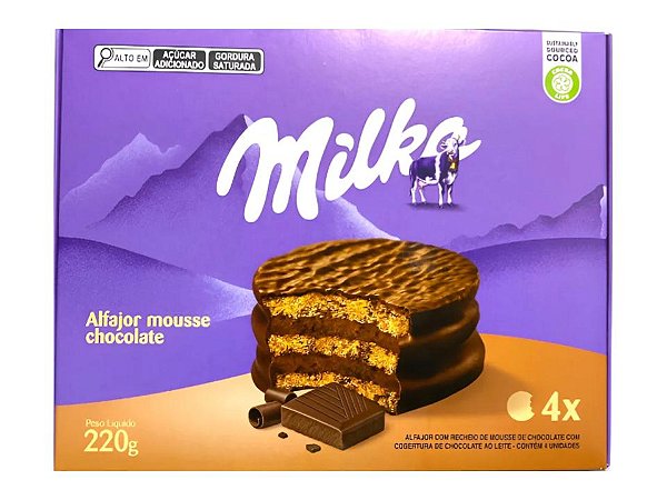 Alfajor Milka Argentino Mousse Chocolate Triplo C/ 4 Unid 220g