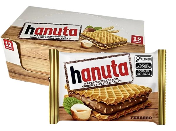 Wafer Hanuta Ferrero Creme Avelã e Cacau 22g - 12 Unid