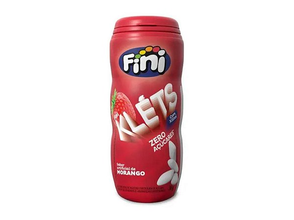 Chiclete Fini Klets Sem Açúcar Morango Pote 30g