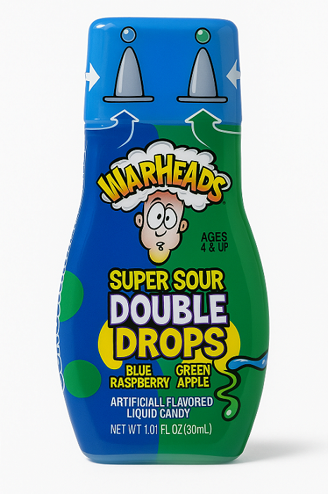 Warheads Super Sour Double Drops 30ml – Blue Raspberry + Green Apple – Bala Líquida Importada
