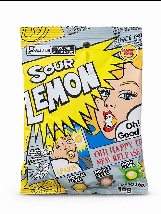 Bala Super Azeda Sour Lemon Happy Time 16g - Importada