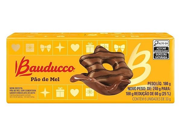 Pão de Mel Bauducco Chocolate C/ 6 Unid 180g