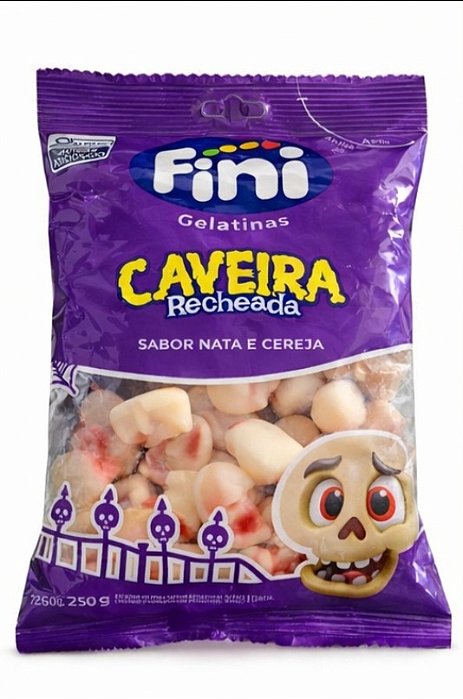 Bala Fini Caveira Recheada Cereja Gelatinas 250g