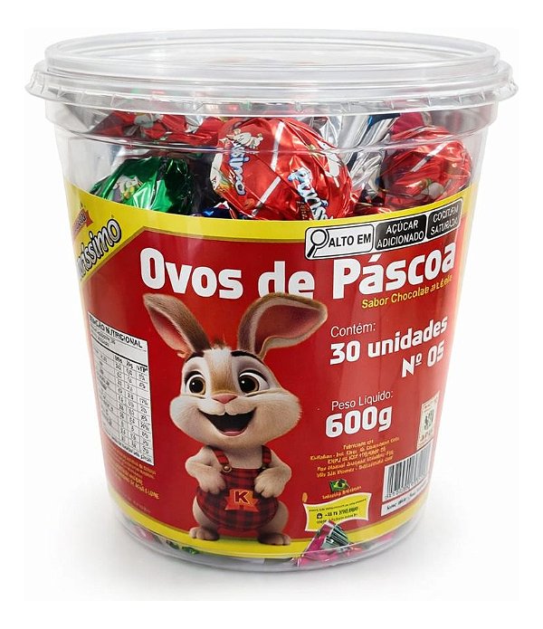 Ovos De Páscoa Chocolate Pote C/30 Unidades  600g  Sortidos