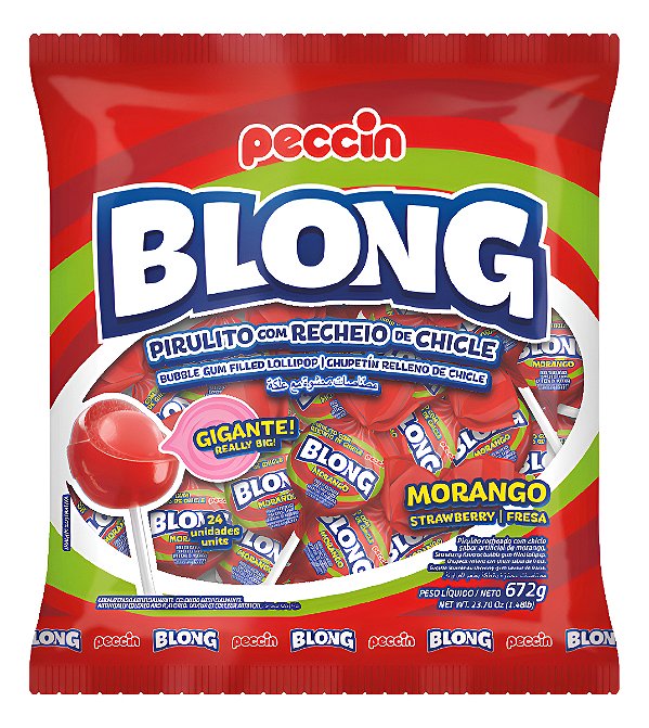 Pirulito Blong Com Recheio De Chicle Sabor 672g