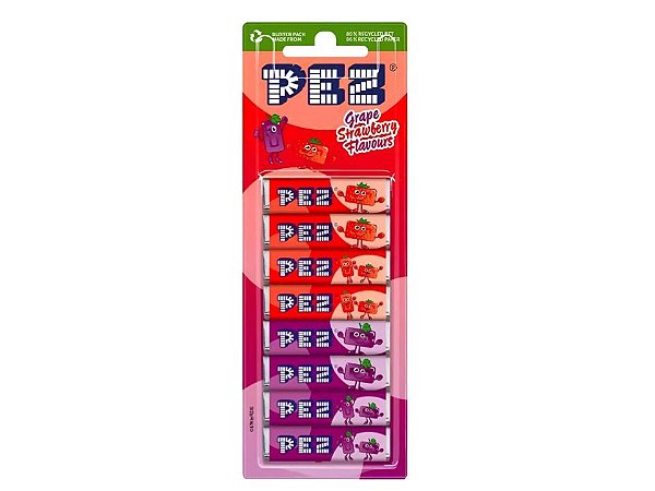 Pez Refil Sabor Grape Strawberry C/ 8un 68g